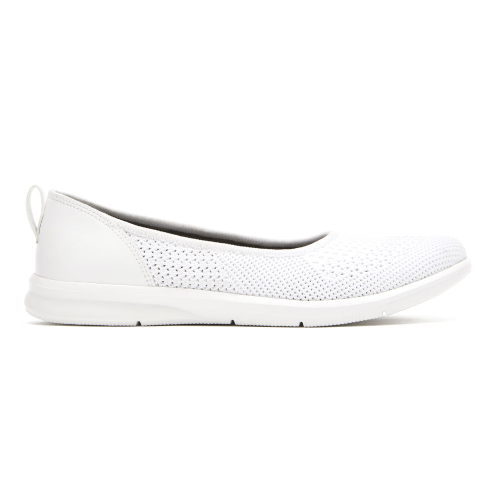 Rockport Slip-Ons Dame Hvite - Ayva Washable Strikke Ballet - FTDH25670